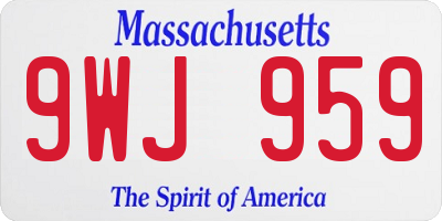MA license plate 9WJ959