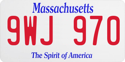 MA license plate 9WJ970