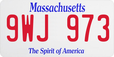 MA license plate 9WJ973