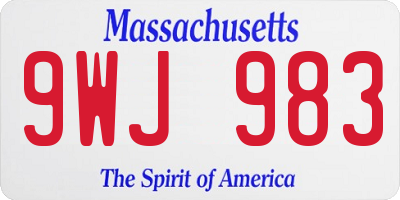 MA license plate 9WJ983
