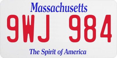 MA license plate 9WJ984