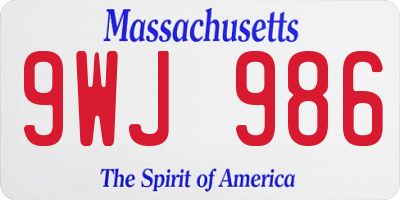 MA license plate 9WJ986