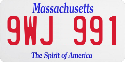 MA license plate 9WJ991