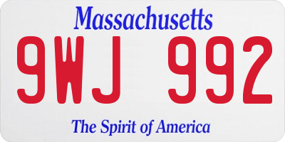 MA license plate 9WJ992