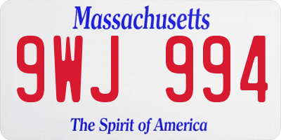MA license plate 9WJ994