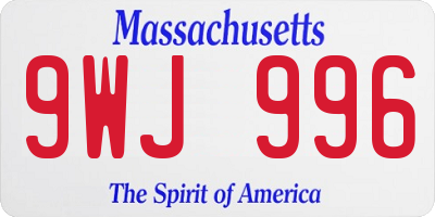MA license plate 9WJ996