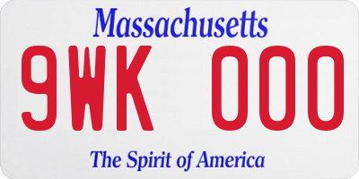 MA license plate 9WK000