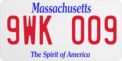 MA license plate 9WK009