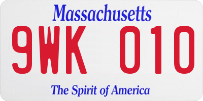 MA license plate 9WK010