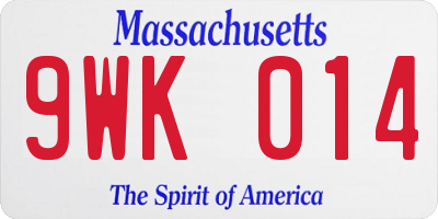 MA license plate 9WK014
