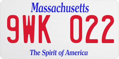 MA license plate 9WK022