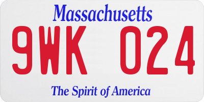 MA license plate 9WK024