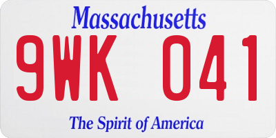 MA license plate 9WK041