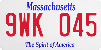 MA license plate 9WK045