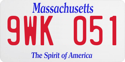 MA license plate 9WK051