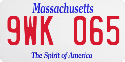 MA license plate 9WK065