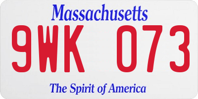 MA license plate 9WK073