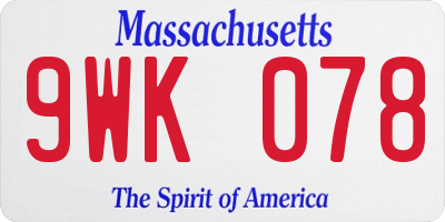 MA license plate 9WK078