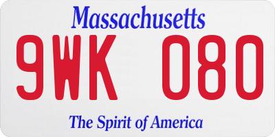 MA license plate 9WK080