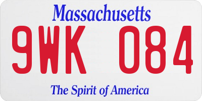 MA license plate 9WK084