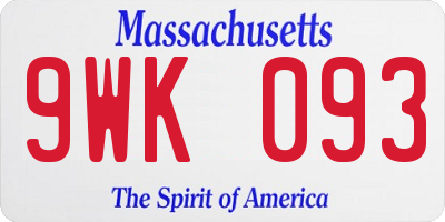 MA license plate 9WK093