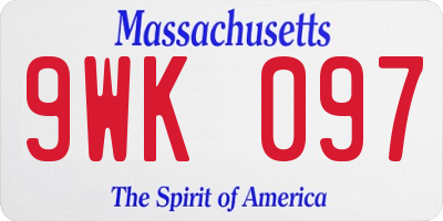 MA license plate 9WK097