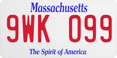 MA license plate 9WK099