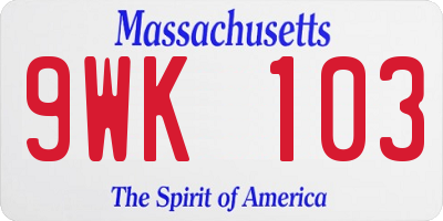 MA license plate 9WK103