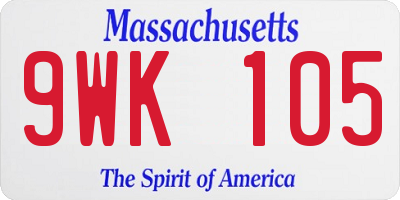 MA license plate 9WK105