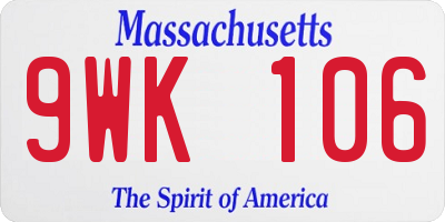 MA license plate 9WK106