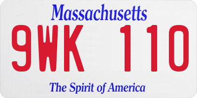 MA license plate 9WK110