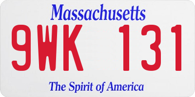 MA license plate 9WK131