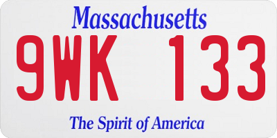 MA license plate 9WK133