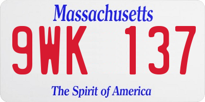 MA license plate 9WK137