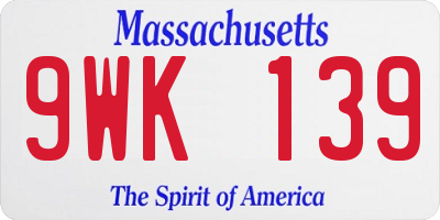 MA license plate 9WK139