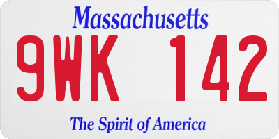 MA license plate 9WK142