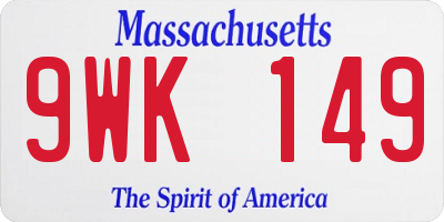 MA license plate 9WK149