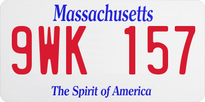 MA license plate 9WK157