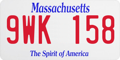 MA license plate 9WK158