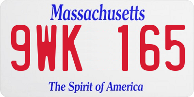 MA license plate 9WK165