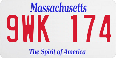 MA license plate 9WK174