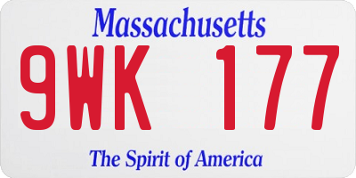 MA license plate 9WK177