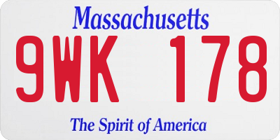 MA license plate 9WK178