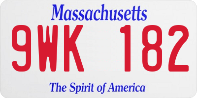 MA license plate 9WK182