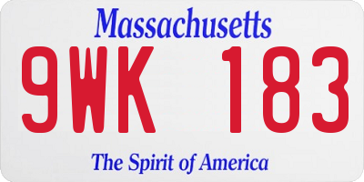 MA license plate 9WK183