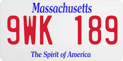 MA license plate 9WK189