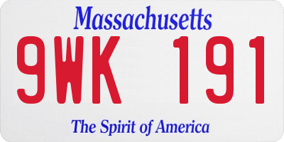MA license plate 9WK191
