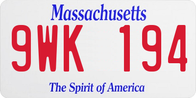 MA license plate 9WK194