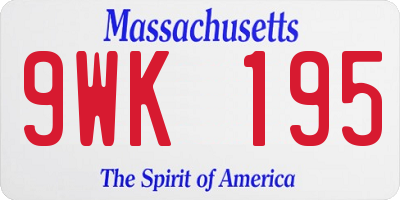 MA license plate 9WK195