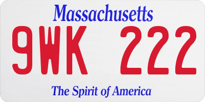 MA license plate 9WK222
